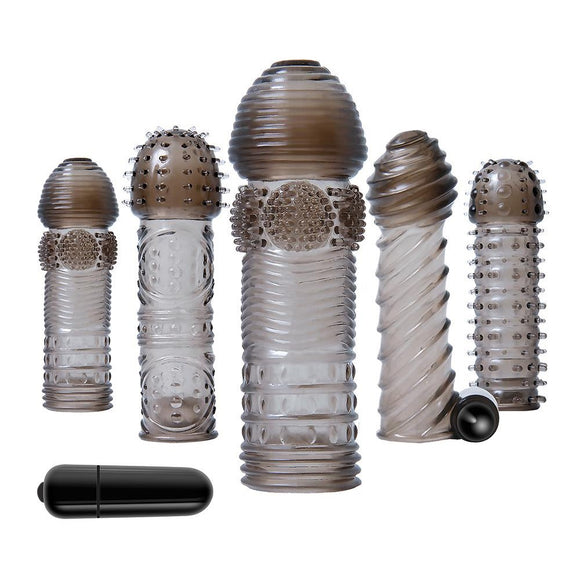 Selopa Choose Your Adventure 5 Penis Sleeve Set Ribbed Sensation Vibrating Bullet Cock Sheath