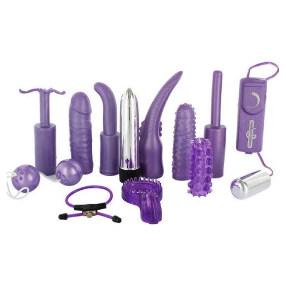 Seven Creations Dirty Dozen Sex Toy Kit Purple Vibrator Attachment Set