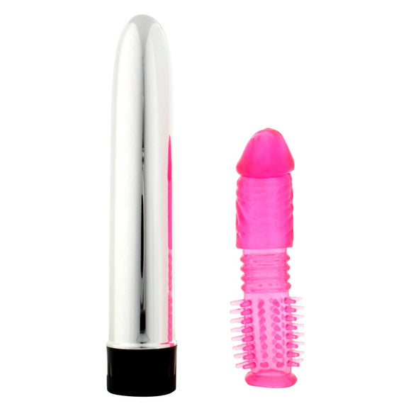 Seven Creations Twinz Vibrator & Sleeve Kit Classic Vibe Pink Penis Sex Toy