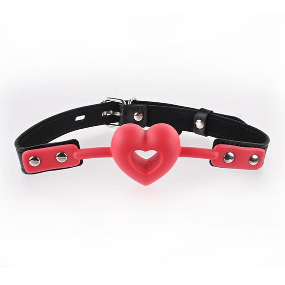 Sex & Mischief Amor Ball Gag Silicone Red Heart Breathable Mouth Strap Bondage Fetish Play