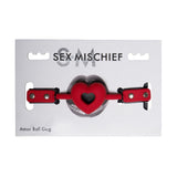 Sex & Mischief Amor Ball Gag Silicone Red Heart Breathable Mouth Strap Bondage Fetish Play