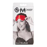 Sex & Mischief Amor Blindfold Red Heart Shape Blackout Eye Mask Sexy Fetish Bondage Play