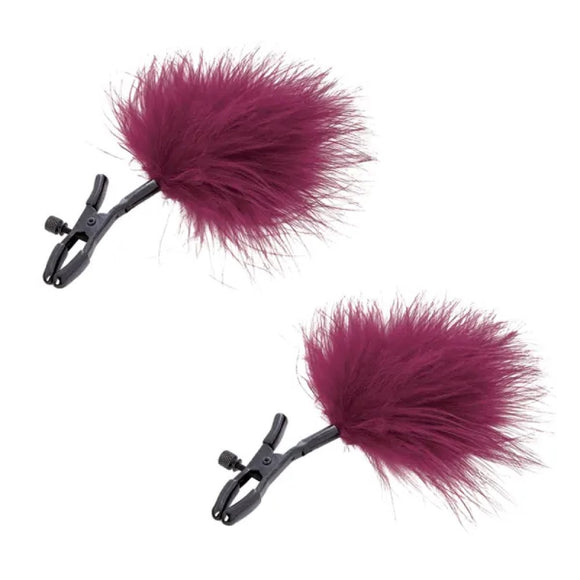 Sex & Mischief Enchanted Feather Nipple Clamps Adjustable Erotic BDSM Pinch Play
