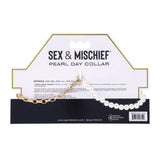 Sex & Mischief Pearl Day Collar Gold Chain Lock Split Necklace Padlock Fetish Play