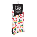 Sexy Socks Happy Hearts Rainbow Love Gay Pride Novelty Gift Size 42-46
