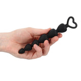 Shots Toys Anal Beads Flexible Soft Black Silicone Heart Butt Plug Chain Probe Sex Toy