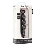 Shots Toys Anal Beads Flexible Soft Black Silicone Heart Butt Plug Chain Probe Sex Toy