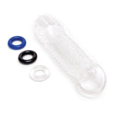Size Up 1.5" See-Thru Stretch Ribbed Penis Extender Sleeve Ball Loop