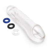 Size Up 3" See-Thru Clear Penis Extender Sleeve with Ball Loop Sex Aid