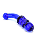 Loving Joy Spectrum Glass Dildo Blue Ribbed G-Spot Love Probe Shape Shaft Temperature Play Sex Toy