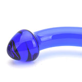 Loving Joy Spectrum Glass Dildo Blue Ribbed G-Spot Love Probe Shape Shaft Temperature Play Sex Toy