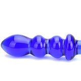 Loving Joy Spectrum Glass Dildo Blue Ribbed G-Spot Love Probe Shape Shaft Temperature Play Sex Toy