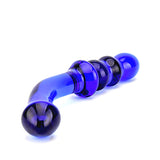 Loving Joy Spectrum Glass Dildo Blue Ribbed G-Spot Love Probe Shape Shaft Temperature Play Sex Toy