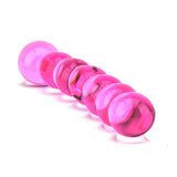 Loving Joy Spectrum Ribbed Pink Glass Dildo G-Spot Love Probe Anal Beads Temperature Play Sex Toy