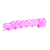 Loving Joy Spectrum Ribbed Pink Glass Dildo G-Spot Love Probe Anal Beads Temperature Play Sex Toy