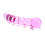 Loving Joy Spectrum Ribbed Pink Glass Dildo G-Spot Love Probe Anal Beads Temperature Play Sex Toy