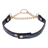 SportSheets Cougar Day Collar Gold Chain Faux Leather Leash Ring Fetish Play