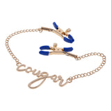 Sportsheets Cougar Nipple Clamps Gold Chain Adjustable Tension Fetish Bondage Play