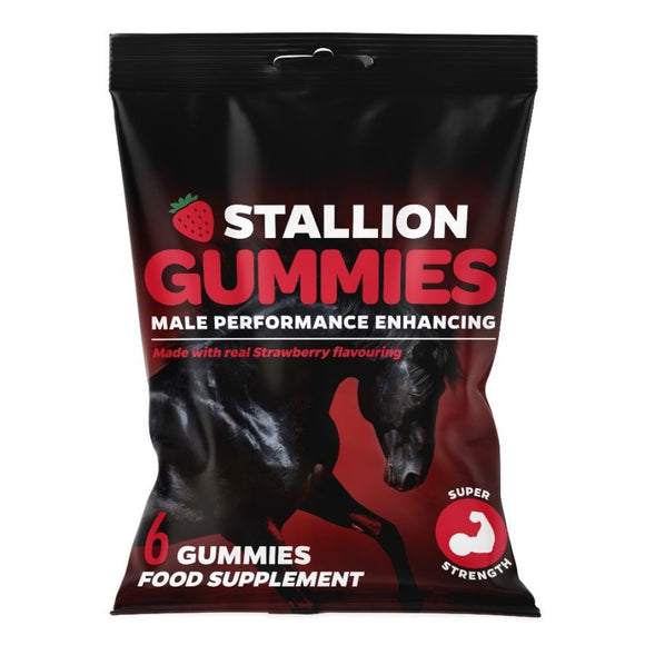 Stallion Male Performance Enhancing Gummies Food Supplement Strawberry Flavour (6 Pack)
