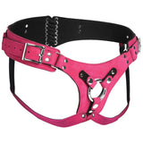 Strap U Bodice Deluxe Pink Leather Corset Harness Strap-On Sex Belt