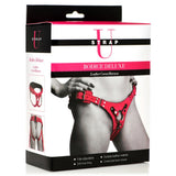 Strap U Bodice Deluxe Pink Leather Corset Harness Strap-On Sex Belt