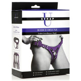Strap U Bodice Deluxe Purple Leather Corset Harness Strap-On Sex Belt