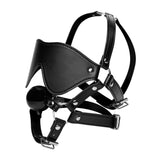 Strict Blindfold Mask Harness and Ball Gag Head Harness BDSM Fetish Play