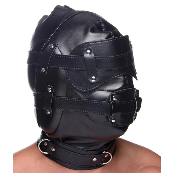 Strict Bondage Hood with Penis Gag BDSM Sensory Play Gimp Slave Fetish Mask