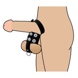 Strict Cock Strap + Ball Stretcher Leather Stud Penis Snap Ring Bondage Fetish Play