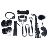 Strict Deluxe 10 Piece Bondage Set BDSM Beginners Black Faux Leather Sex Toy Play Kit