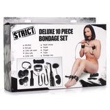 Strict Deluxe 10 Piece Bondage Set BDSM Beginners Black Faux Leather Sex Toy Play Kit