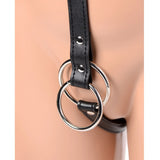 Strict Male Body Harness Faux Leather Strap Steel Cock Ring Bondage Wear