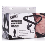 Strict Male Harness Steel Cock Ball Ring Anal Butt Plug Bondage BDSM Fetish