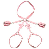 Strict Pink Bondage Harness with Bows Cuffs BDSM Restraints M-L