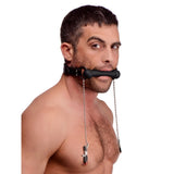 Strict Silicone Bit Mouth Gag Nipple Clamps Chains BDSM Fetish Bondage Play