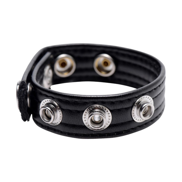 Strict Speed Snap Cock Ring Pop Stud Fastening Faux Leather Penis Band