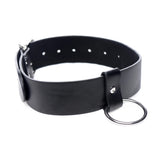 Strict Wide Collar with O-Ring Leather Bondage Neck Choker Fetish Play