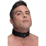 Strict Wide Collar with O-Ring Leather Bondage Neck Choker Fetish Play