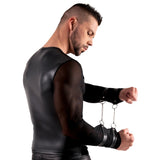 Svenjoyment Mens Long Sleeve Net Top with Harness Restraints Fetish Gay Club Wear