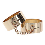 Taboom Dona Slave Wrist Cuffs Rose Gold Handcuff Bondage Metal Chain Restraints