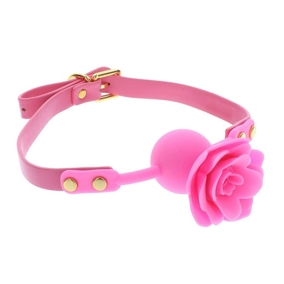 Taboom Malibu Rose Ball Mouth Gag Pink Silicone Fetish Bondage Play Accessory