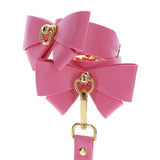 Taboom Malibu Wrist Cuffs Pink Bow Faux Leather Bondage Restraints Barbie Fetish Play