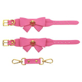 Taboom Malibu Wrist Cuffs Pink Bow Faux Leather Bondage Restraints Barbie Fetish Play