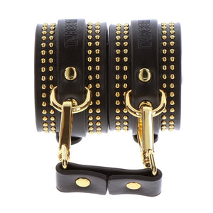 Taboom Vogue Gold Studded Ankle Cuffs Luxury Faux Leather Restraints Fetish Play