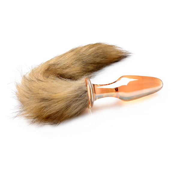 Tailz Fox Tail Fur Glass Butt Plug Anal Pet Fantasy Animal Fetish Play Sex Toy