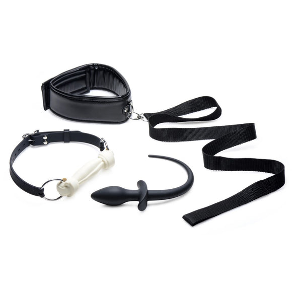 Tailz Puppy Play Set Anal Tail Butt Plug Bone Bit Gag Collar Leash Dog Fetish Kit