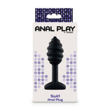 ToyJoy Anal Play Swirl Butt Plug Classic Screw Tip Black Silicone Sex Toy