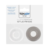 ToyJoy Stud Cock Ring Pack of 2 Clear Smoke Penis Band Erection Enhancer Set