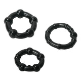 Trinity Men Penis Rings Set Black 3 Size Performance Cock Ring Band