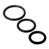 Trinity Men Silicone Cock Rings Set Black 3 Size Penis Erection Bands